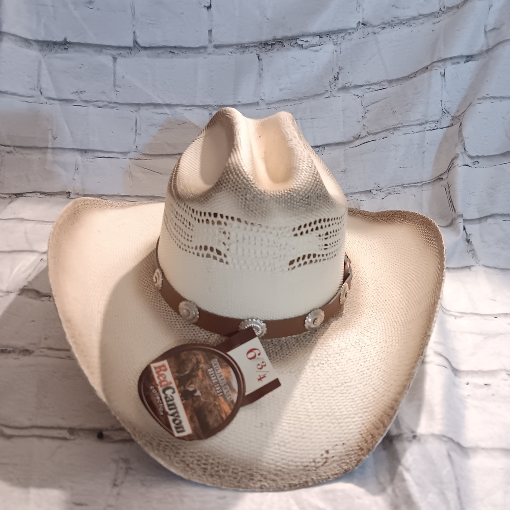 White Cowboy Hat with Brown Band